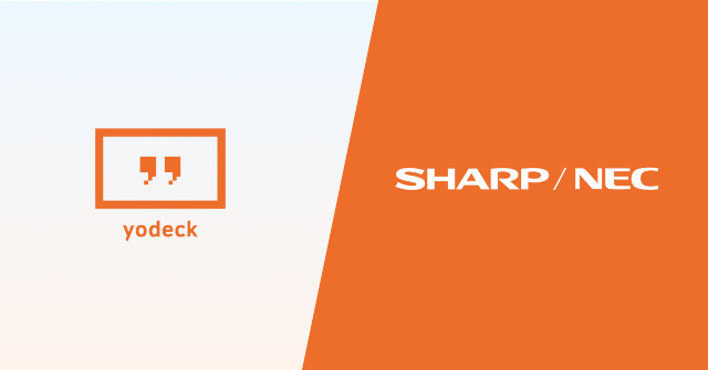 Yodeck and Sharp/NEC logos alongside each other